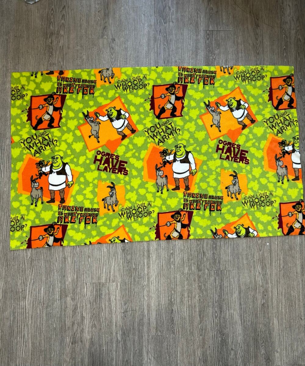 Shrek Fleece Blanket Throw All Over Print Vintage Y2K Movie Meme Rare ~57x35